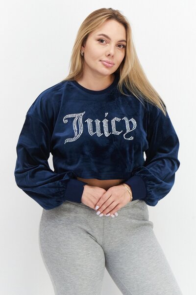 Juicy Couture سويت شيرت نسائي مزخرف برقبة دائرية، أزرق