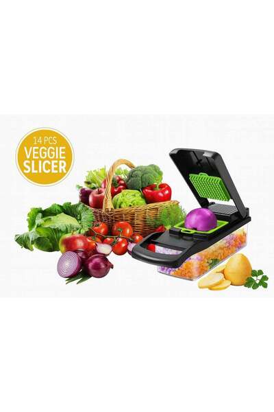 Generic 14-in-1 Vegetable Chopper & Slicer – Pro Food Mandoline Slicer with Container