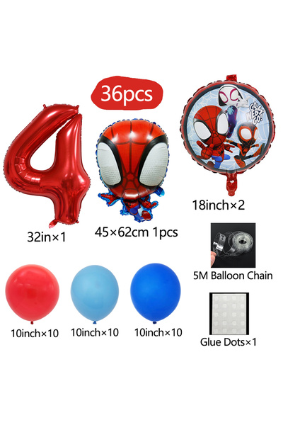 Miniso other 36pcs number 4 Spiderman Birthday Party Decoration SpiderMan Bal...
