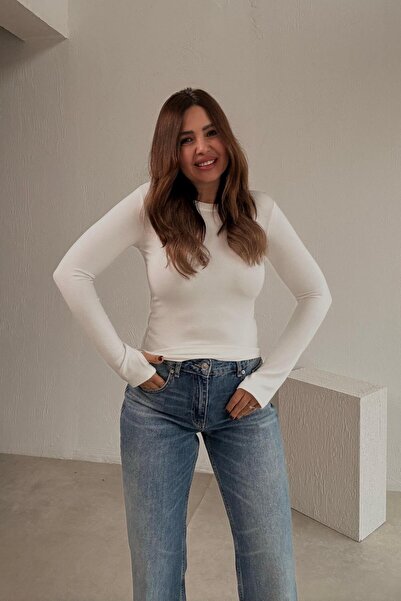 ELVAN TOLON Top Ecru cu îmbinare la degete