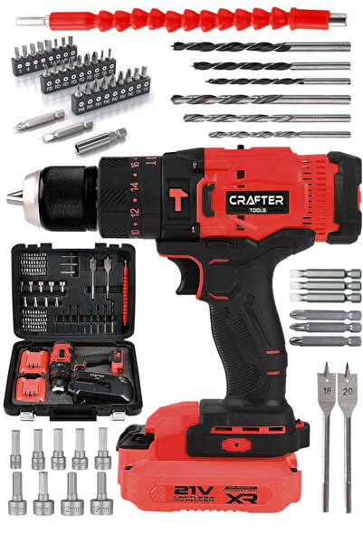 CRAFTERTOOLS 21V Çelik Mandren 84 Parça Çift Akülü 13 mm Darbeli Şarjlı Matka...