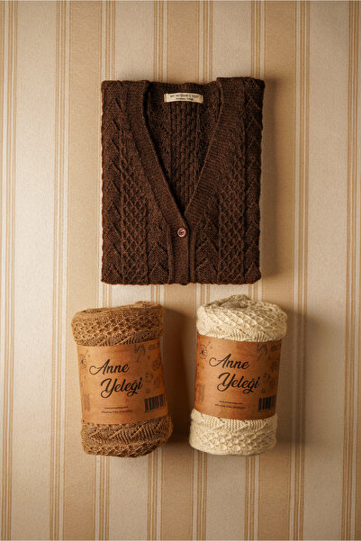 anne yeleği Klasik - Yün ve Pamuk Karışımlı, Düğmeli ve Cepli Örme Triko Yelek