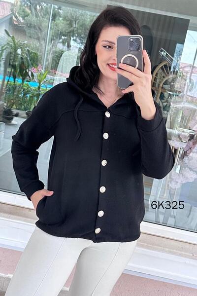 İnce Topuk Hooded Thessaloniki Knitted Sweater Cardigan 6K325