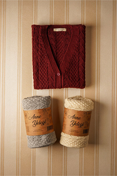 anne yeleği Klasik - Yün ve Pamuk Karışımlı, Düğmeli ve Cepli Örme Triko Yelek