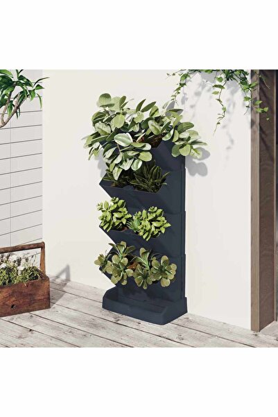 vidaxl مجموعة نباتات للحديقة العمودية، 4 قطع، لون أنثراسيت، بولي بروبيلين
