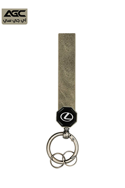 AGC سلسلة مفاتيح سيارة من الجلد من لكزس مع حلقة معدنية ومشبك دوار 360 درجة لم...