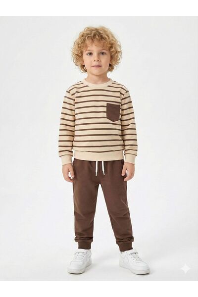 Kalyoncu Butik Çizgili Model 2 İp Kompakt %100 Pamuk Erkek Çocuk Takım