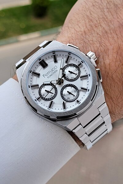 Ferrucci ساعة يد رجالية من نوع Active مقاس 42 ملم مع حزام قابل للتعديل باللون...