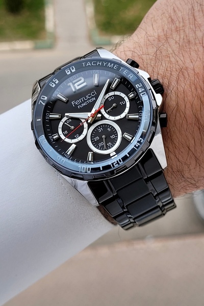 Ferrucci Case Silver Cord Black Color 44 mm Internal Gauges Active Men's Wris...