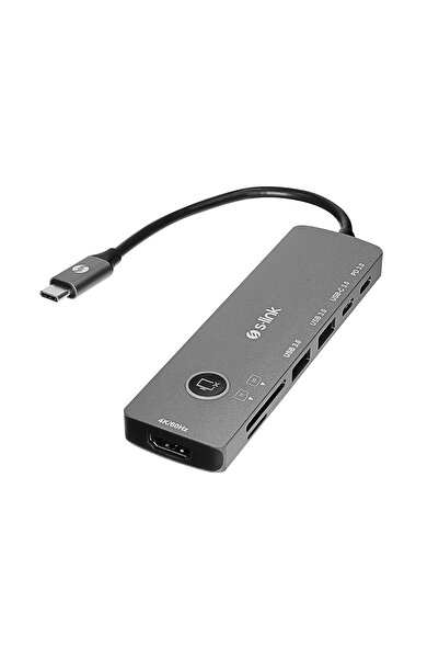 S-LINK Sw-U707 Hdmi Gri Metal 7 İn 1 2-Usb 3.0, 1-Type-C Hdmi 4K60Hz, Sd Ve T...