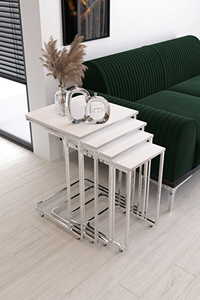 Nies Aksesuar ESLEM TEKERLİ ZİGON GÜMÜŞ KAPLAMA BEYAZ MEBRAN MDF