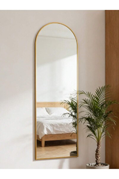 Tiokkss Arched Full Body Mirror Gold Aluminum Alloy Frame Wall Mounted for Cl...