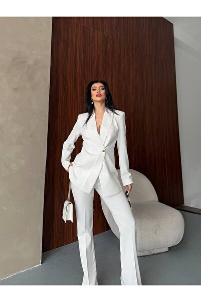 ZF BUTİK Tek Düğmeli Asimetrik Ceket Pantolon Takım