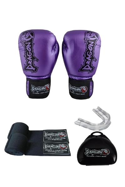 Dragondo Favela Kick Boxing Gloves, Boxing Gloves, Muay Thai Gloves Set of 3 with Black Bandage and Mouthguard