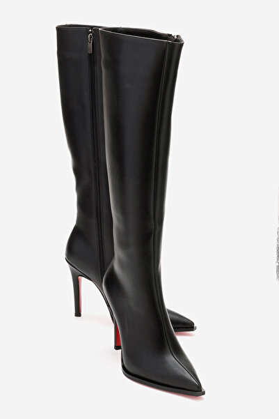 Ayakkabı Ateşi Women's Below-The-Knee Zippered Thin Heeled Boots Yoran Black ...