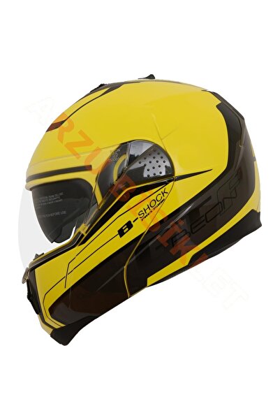 beon - ÇENE AÇILIR VİZÖRLÜ KASK [B700] [SARI] [B-SHOCK] [XL]