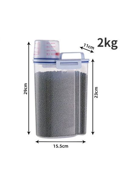 Choice 2KG white 1.5kg/2kg Dog Cat Food Pail Plastic Storage Tank with Measuring Cup Container Moisture-pro