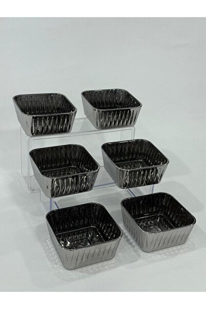 isra kristal Luxury Gold 6-Piece Square Bowl – Snack Bowl & Appetizer Presentation – Modern Bowl Set – 225 ml