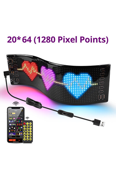 Choice 10x35CM 1280 LEDs Devil Eyes Car Decor Soft LED Pixel Display Screen M...