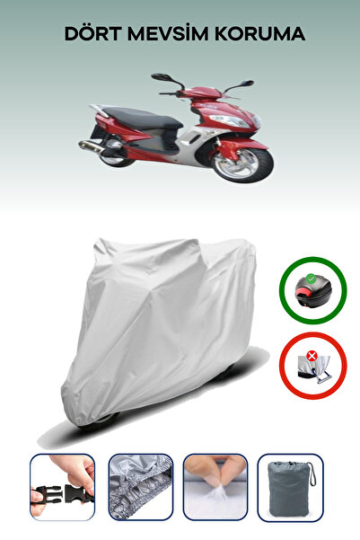 Breen Gray Rear Bag Compatible Kuba Apricot 125 Compatible Motorcycle Tarpaul...