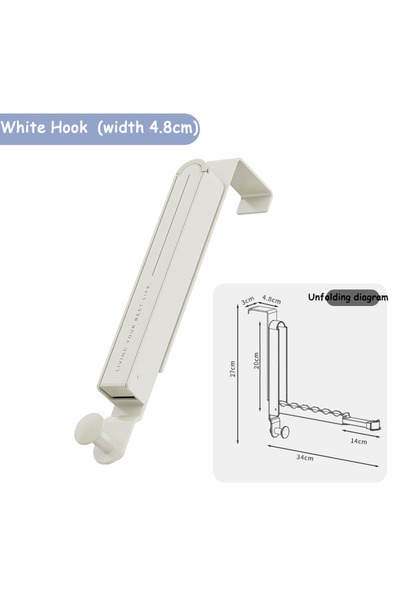 Choice خطاف أبيض واحد قابل للطي بطول 4.8 سم، رف تجفيف قابل للطي، خطاف خلفي مخفي للباب، خطاف حائط قابل للطي، مناسب للسفر