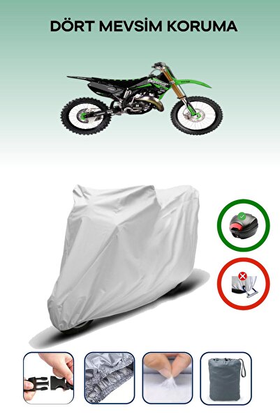 Breen Gray Rear Bag Compatible Kawasaki Kx 125 Compatible Motorcycle Tarpauli...