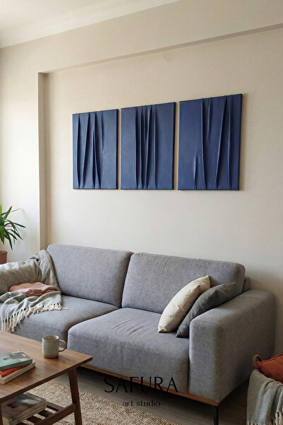 Safura Art Studio Dokulu Tablo – El Yapımı 3 Boyutlu Minimalist Tuval, Modern...