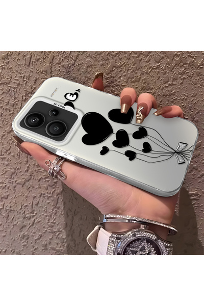 ucuc Xiaomi Redmi Note 13 Pro Plus+ 5G Uyumlu Kalp Balon Desenli Korumalı Sil...