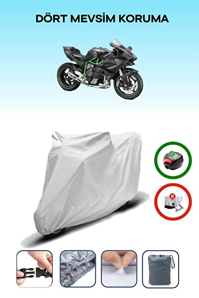 Breen حقيبة خلفية رمادية متوافقة مع غطاء محرك الدراجة النارية كاواساكي نينجا H2