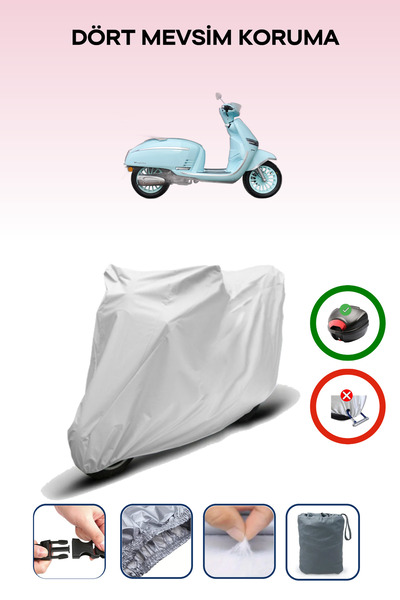 Breen Gray Rear Bag Compatible Yuki Mojito 50 Compatible Motorcycle Tarpaulin Motor Cover