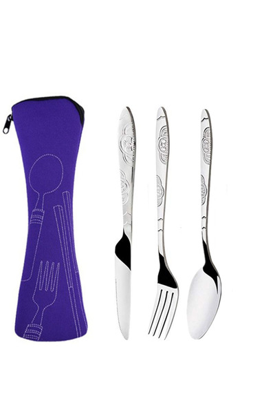 Choice طقم أدوات مائدة من الفولاذ المقاوم للصدأ باللون الأرجواني، طقم أدوات م...