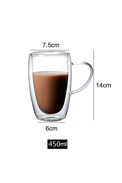 Choice10 with handle 450ml 150/250/350/450ml Heat Resistant Double Wall Coffee Cup Transparent Glass Whiskey