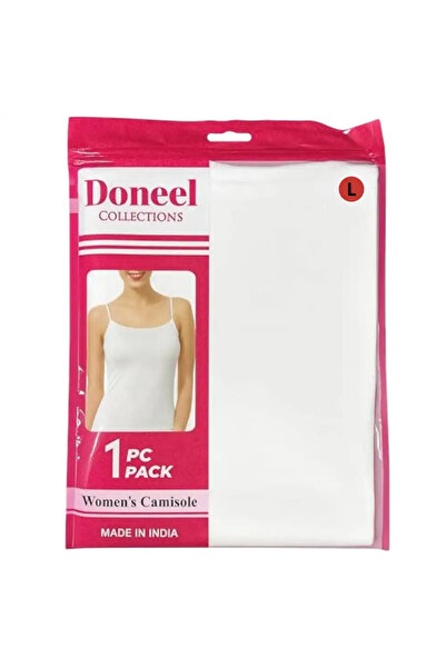 doneel Womens Camisole Vest With Spaghetti Straps And Scoop Neck, Large Size- White