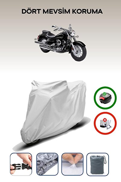 Breen Gray Rear Bag Compatible Yamaha Xvs 650 a Compatible Motorcycle Canvas Motor Cover