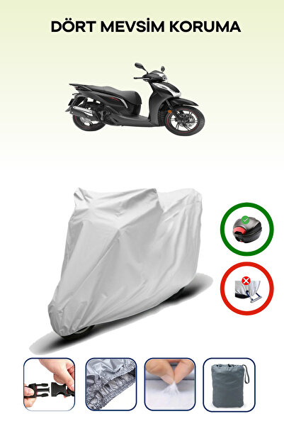 Breen حقيبة خلفية رمادية متوافقة مع غطاء محرك الدراجة النارية Honda SH 300 المتوافق مع الدراجات النارية