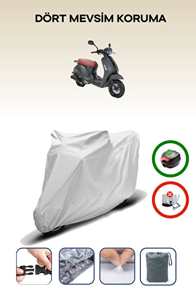 Breen Gray Rear Bag Compatible with Kuba Valentino 50 Compatible Motorcycle Tarpaulin Motor Cover