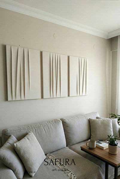 Safura Art Studio Dokulu Tablo – El Yapımı 3 Boyutlu Minimalist Tuval, Modern...