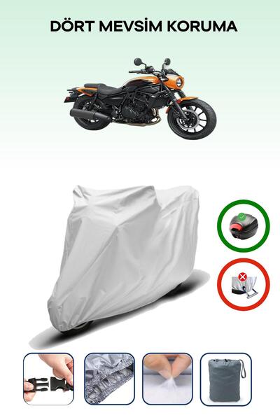 Breen حقيبة خلفية رمادية متوافقة مع غطاء محرك الدراجة النارية Kawasaki Eliminator 500 SE المتوافق مع الدراجات النارية