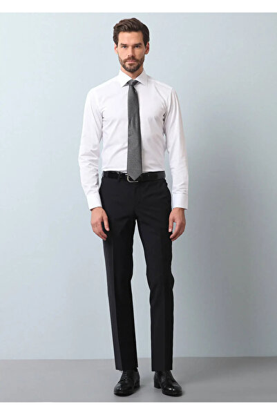 Ramsey Black Straight Fabric Modern Fit Classic Wool Blended Pants