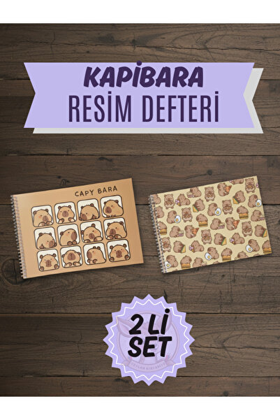 Ceylan Kırtasiye 2li Set - 17 x 24 cm 15 Yaprak Spiralli Kapibara Resim Defte...