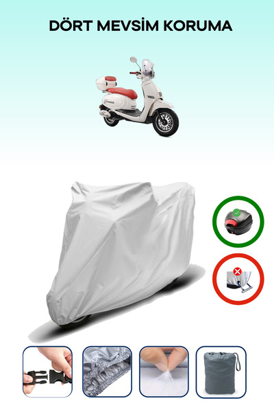Breen Gray Rear Bag Compatible Kuba Brilliant 125 Pro Compatible Motorcycle T...