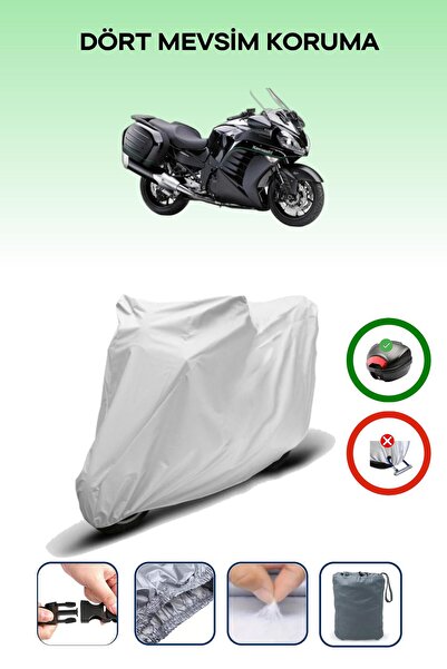 Breen حقيبة خلفية رمادية متوافقة مع غطاء محرك الدراجة النارية المتوافق مع Kawasaki GTR 1400