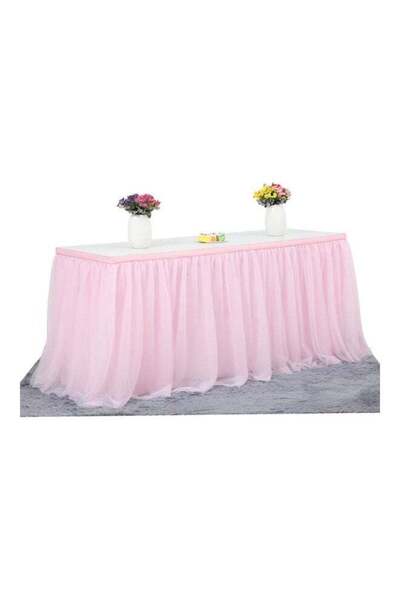 Generic Handmade Tulle Table Skirt Pink
