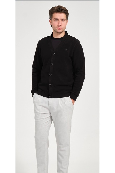 ATKGİYİM Classic and Stylish: Men's V-Neck Buttoned Cotton Cardigan - 6 Color...