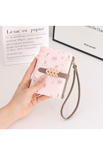 rinkadoll Minimalist Elegance: Small Zippered Card Holder Wallet with Leaf Bu...