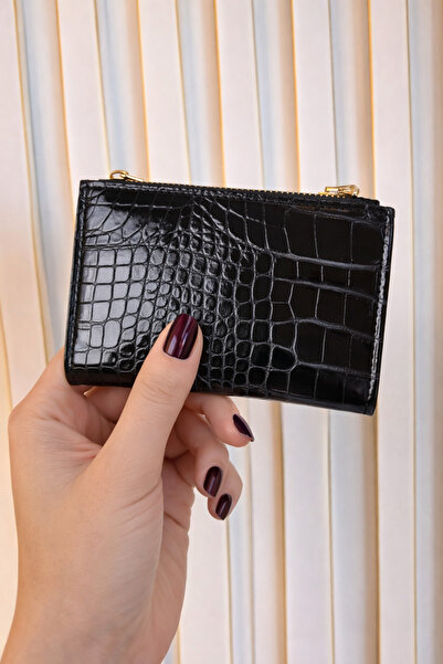 ARLEN STUDIO Kadın Croco Desenli, Arka Kısmı Kartlık, Fonksiyonel Tasarım Cüzdan