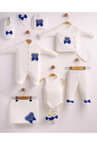 Eda Baby 10-Piece Luxury Hospital-Issued 100% Cotton Set with Bow Tie and Cro...