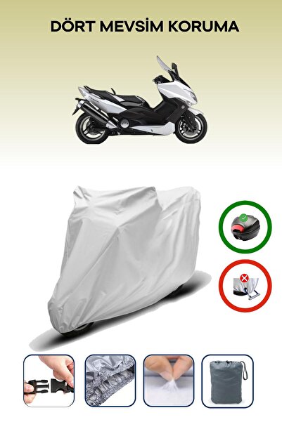 Breen Gray Rear Bag Compatible Yamaha Tmax 500 Compatible Motorcycle Tarpauli...