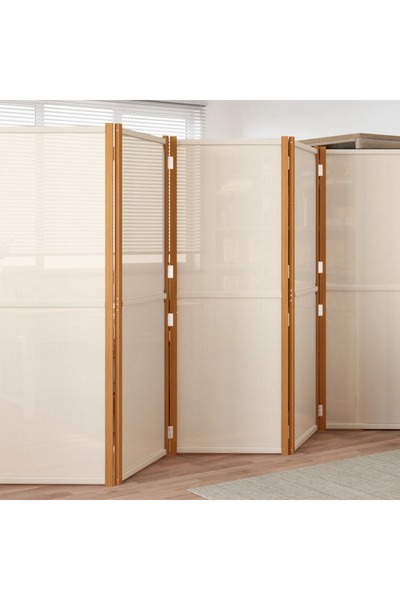 vidaxl فاصل غرفة بستة ألواح، لون أبيض كريمي، 420 × 180 سم