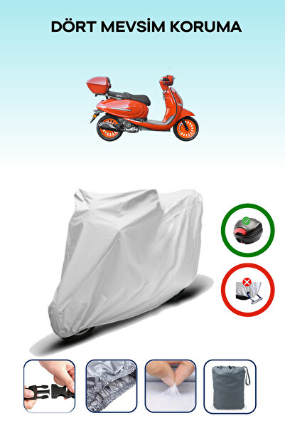 Breen Gray Rear Bag Compatible Yuki Bellini 125 Compatible Motorcycle Tarpaul...